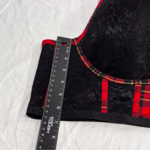 NWT Torrid XO Plunge Push-Up Wire Bra Noelle Plaid Lace Black Red Sz 46C Sexy - Picture 13 of 13